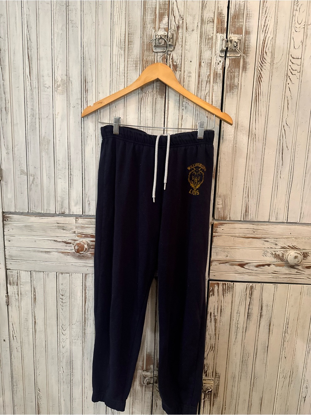 Garage Navy Sweatpants with Yellow Logo Detail